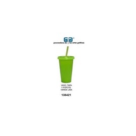 VASO PIXY 16 OZ TAPA Y POPOTE VERDE LIMA
