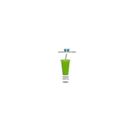 VASO PIXY 16 OZ TAPA Y POPOTE VERDE LIMA