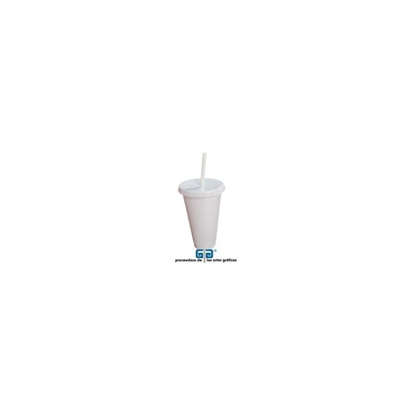 VASO LIKY BLANCO MATE SOLIDO 24 OZ TAPA PLANA Y POPOTE BLANCO