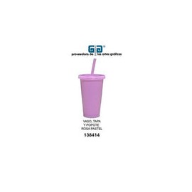 VASO PIXY 16 OZ TAPA Y POPOTE ROSA PASTEL