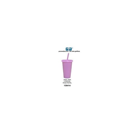 VASO PIXY 16 OZ TAPA Y POPOTE ROSA PASTEL