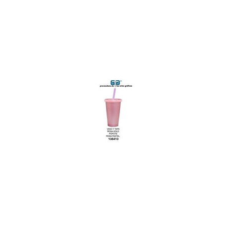 VASO PIXY 16 OZ ROSA GOLD VASO Y TAPA,  EL POPOTE ES ROSA PASTEL