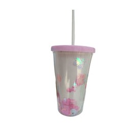 VASO LIKY BABY SHOWER NIÑA 400 ML CON TAPA Y POPOTE