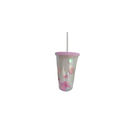 VASO LIKY BABY SHOWER NIÑA 400 ML CON TAPA Y POPOTE