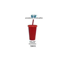 VASO PIXY 16 OZ TAPA Y POPOTE ROJO SOLIDO