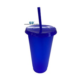 VASO LIKY AZUL REY MATE SOLIDO 24 OZ TAPA PLANA Y POPOTE AZUL REY