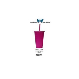 VASO PIXY 16 OZ TAPA Y POPOTE PINK