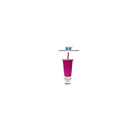 VASO PIXY 16 OZ TAPA Y POPOTE PINK