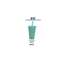 VASO PIXY 16 OZ TAPA Y POPOTE MENTA