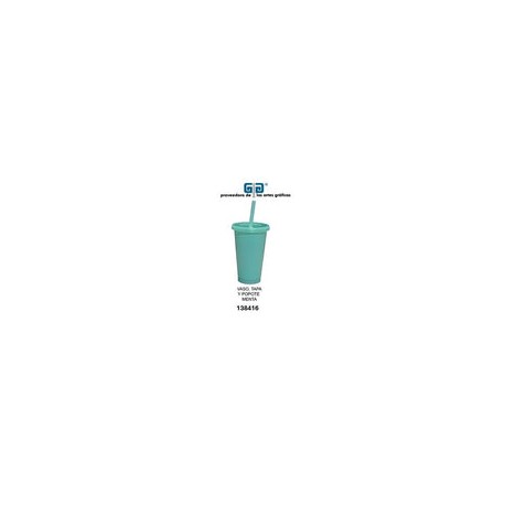 VASO PIXY 16 OZ TAPA Y POPOTE MENTA