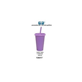 VASO PIXY 16 OZ TAPA Y POPOTE MALVA