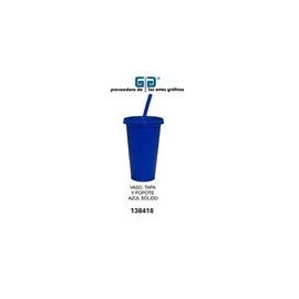 VASO PIXY 16 OZ TAPA Y POPOTE AZUL SOLIDO