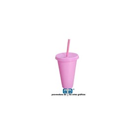 VASO LIKY ROSA PASTEL MATE 24 OZ TAPA PLANA Y POPOTE ROSA PASTEL