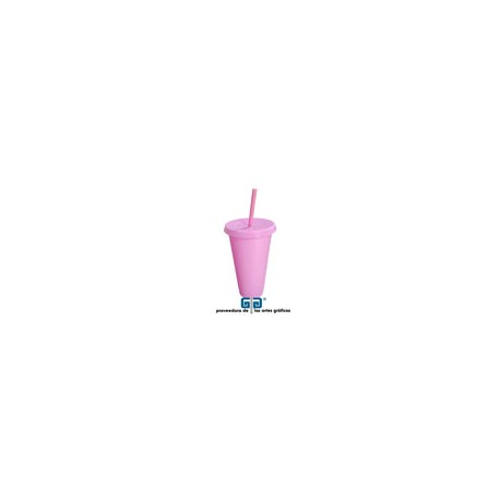 VASO LIKY ROSA PASTEL MATE 24 OZ TAPA PLANA Y POPOTE ROSA PASTEL