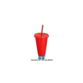 VASO LIKY ROJO NAVIDAD MATE SOLIDO 24 OZ TAPA PLANA Y POPOTE ROJO NAVIDAD
