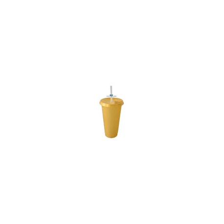 VASO LIKY ORO SOLIDO 24 OZ TAPA PLANA ORO Y POPOTE NATURAL