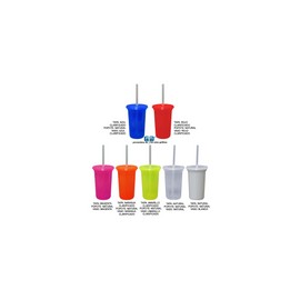 VASO  12 OZ CON TAPA Y POPOTE VARIEDAD EN COLORES