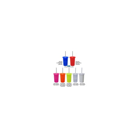 VASO  12 OZ CON TAPA Y POPOTE VARIEDAD EN COLORES