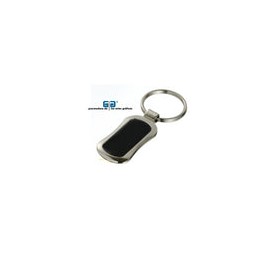 LLAVERO CROACIA RECTANGULAR NEGRO/PLATA C/PLACA REDONDEADO