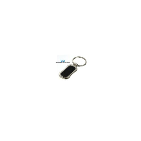 LLAVERO CROACIA RECTANGULAR NEGRO/PLATA C/PLACA REDONDEADO