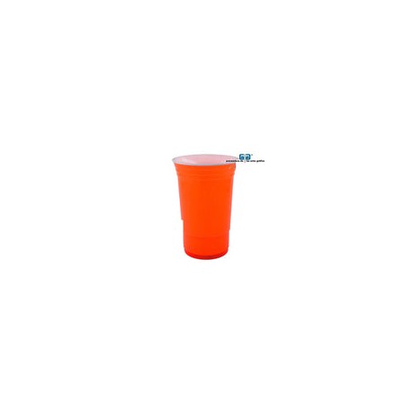 VASO 16 OZ DOBLE PARED NARANJA FLUORESCENTE SIN TAPA