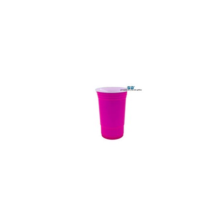 VASO 16 OZ DOBLE PARED MAGENTA FLUORESCENTE SIN TAPA