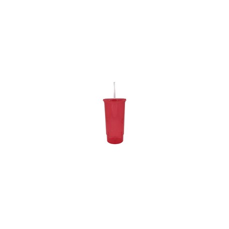 VASO BACHELOR 32 OZ ROJO CLARO TAPA Y POPOTE