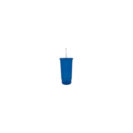 VASO BACHELOR 32 OZ AZUL FLOUORESCENTE TAPA Y POPOTE