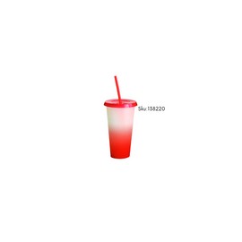 VASO MAGICO 24 OZ NATURAL A ROJO TAPA ROJA CON POPOTE