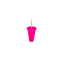 VASO LIBE 24 OZ ROSA MAGENTA TAPA Y POPOTE