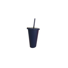 VASO LIBE 24 OZ NAVY  TAPA PLANA Y POPOTE