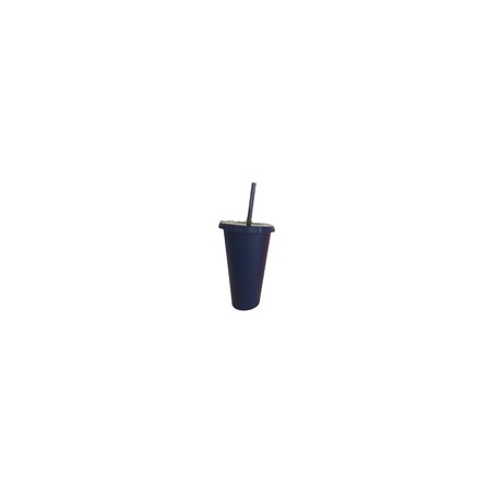 VASO LIBE 24 OZ NAVY  TAPA PLANA Y POPOTE
