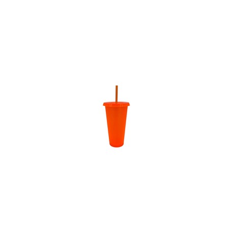 VASO LIBE 24 OZ NARANJA TAPA Y POPOTE