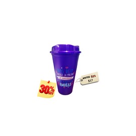 VASO CAFETERO STAR MORADO AMIGOS CON TAPA CAFETERA VASO de 16 OZ