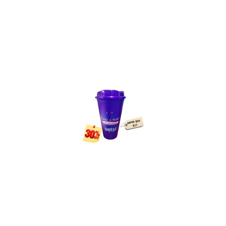 VASO CAFETERO STAR MORADO AMIGOS CON TAPA CAFETERA VASO de 16 OZ