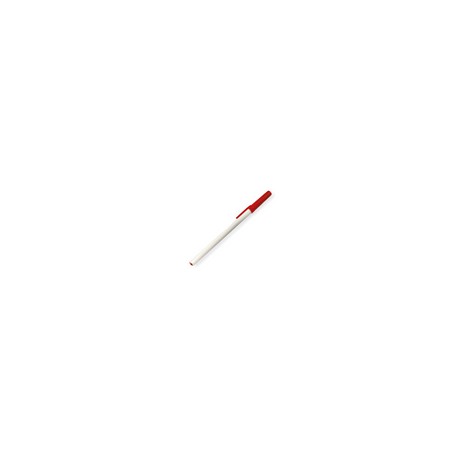 BOLIGRAFO (PLUMA)  ECO BLANCO CON TAPON ROJO