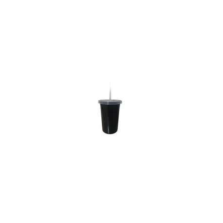 VASO 16 OZ CON TAPA Y POPOTE NEGRO