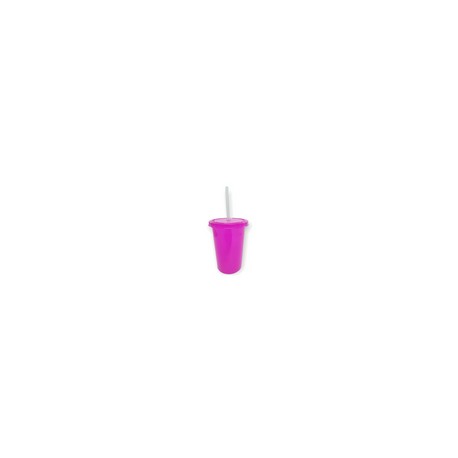 VASO 16 OZ CON TAPA Y POPOTE MAGENTA