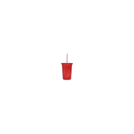 VASO 16 OZ CON TAPA Y POPOTE ROJO CLARIFICADO
