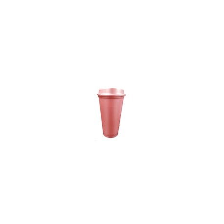 VASO CAFETERO STAR ROSA CLARO GOLD CON TAPA CAFETERA VASO de 16 OZ